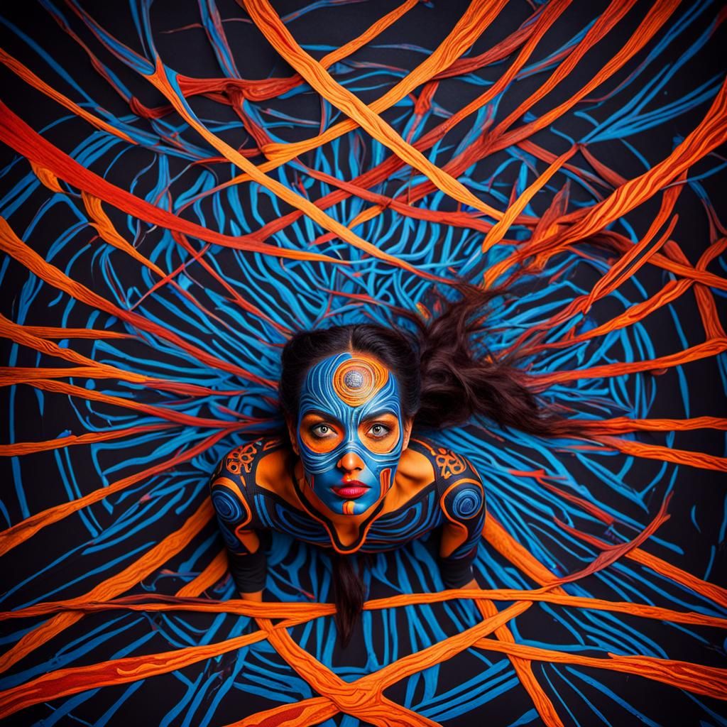Surreal Abstract Bodypainted Model in Dreamtime