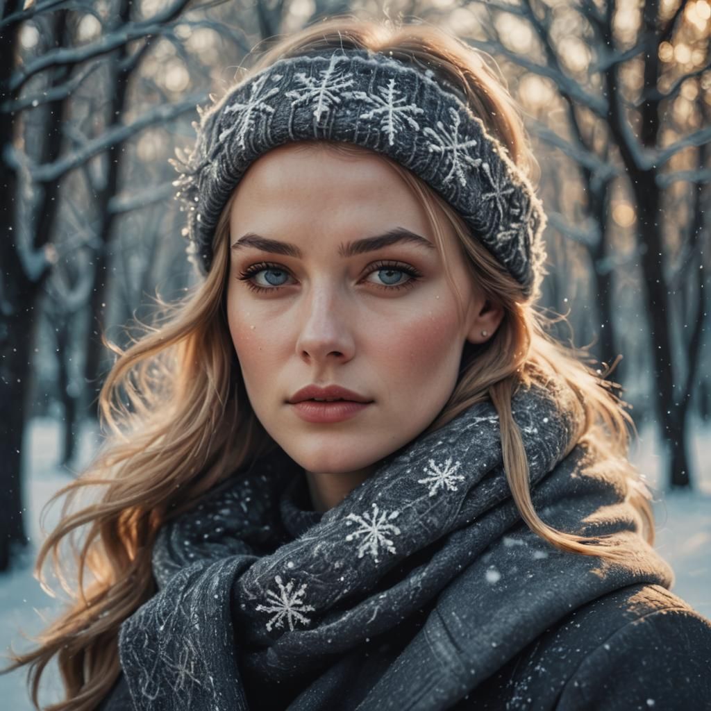 Elegant Winter Finny in Charcoal Portrait