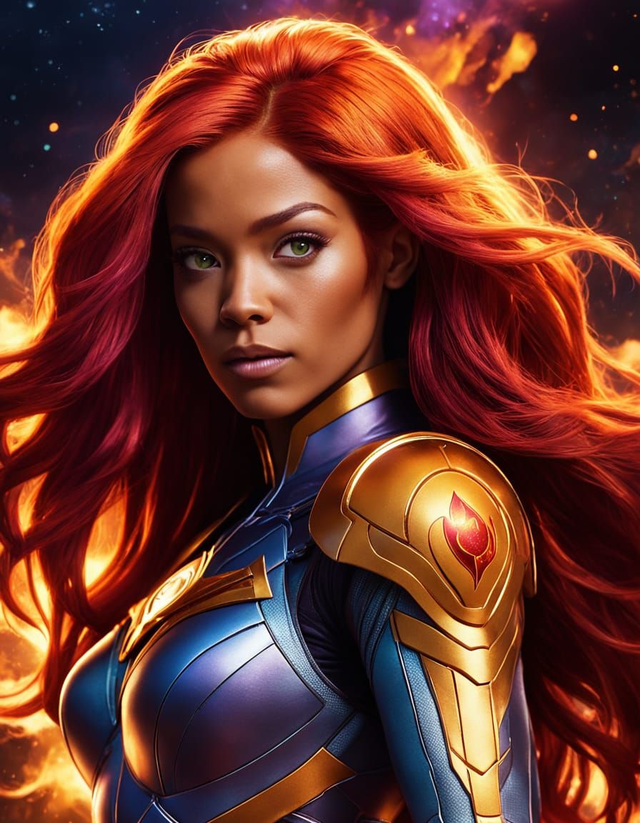 Starfire as an Alien Princess in Comic Book Style