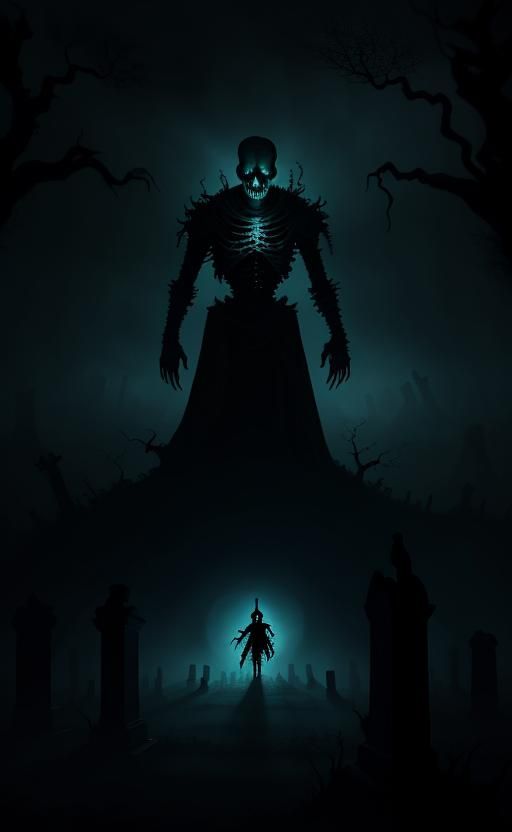 Necromancer Summons Skeletons in Dark Fantasy Graveyard