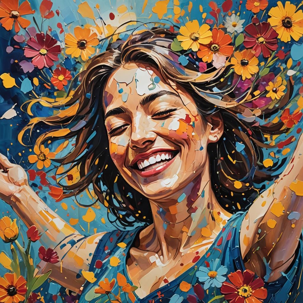 Joyful Woman in Abstract Expressionism