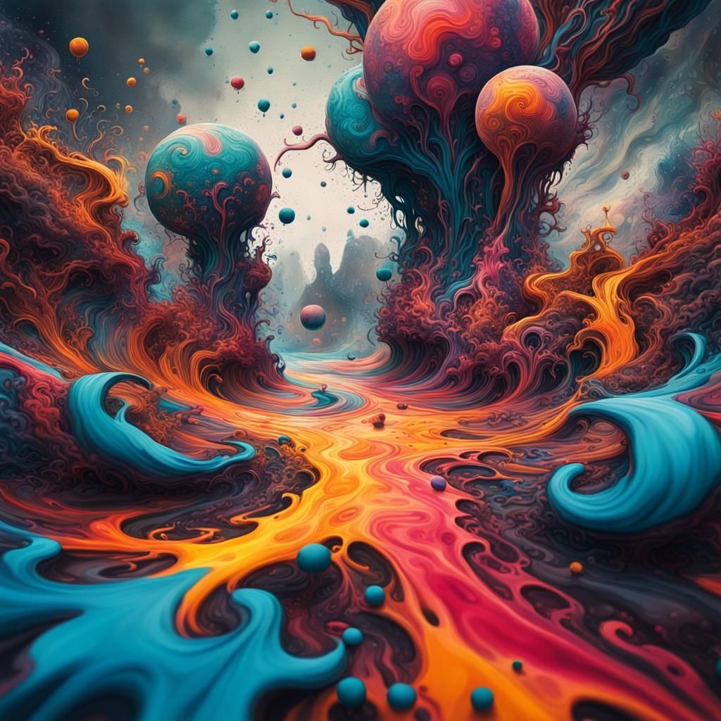 A surreal and dreamlike world created by ink splatters