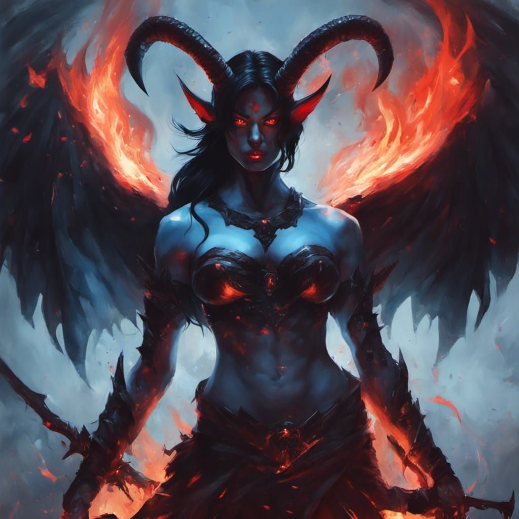 Striking Devil Portrait in Semi-Realistic Style