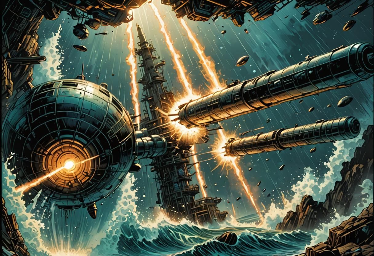 Underwater Torpedo in Comic Book Style