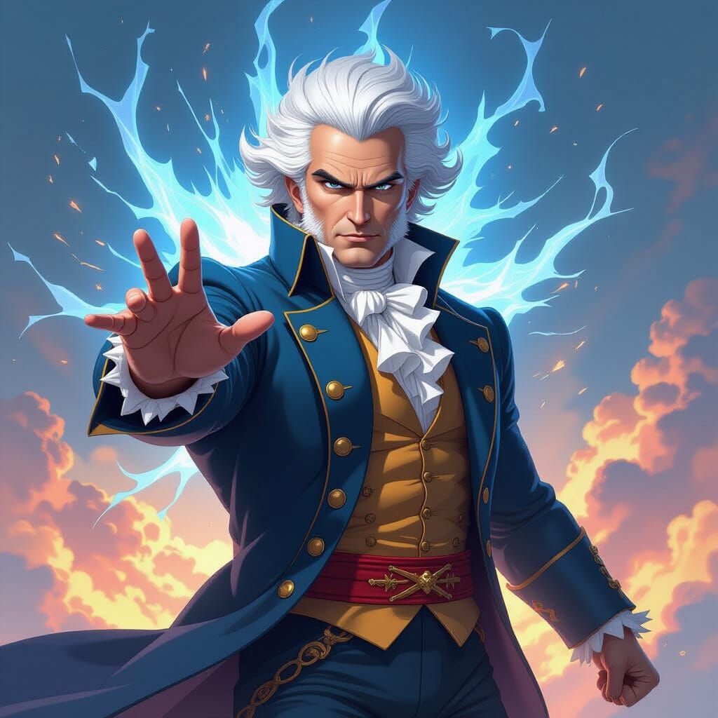 George Washington in Goku's Ultra Instinct Pose