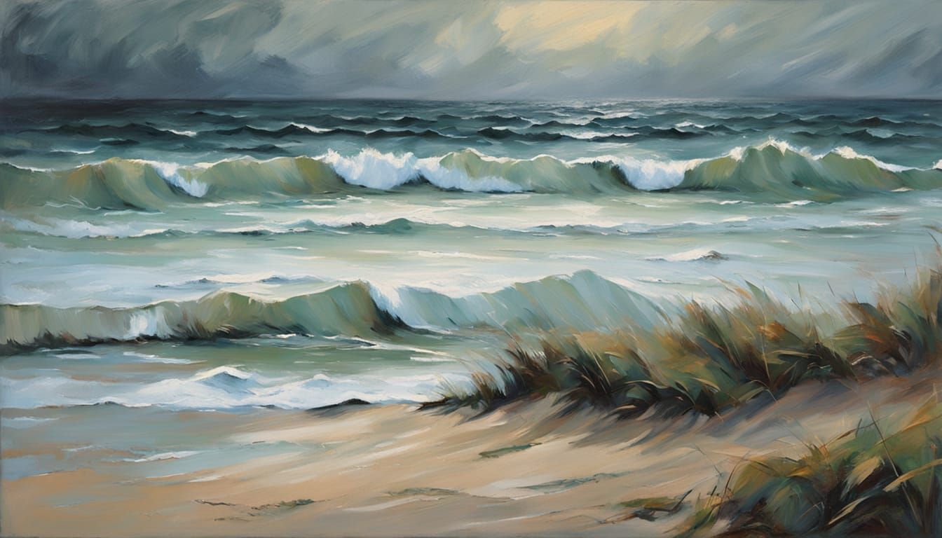 Impressionist Autumn Seascape Painting