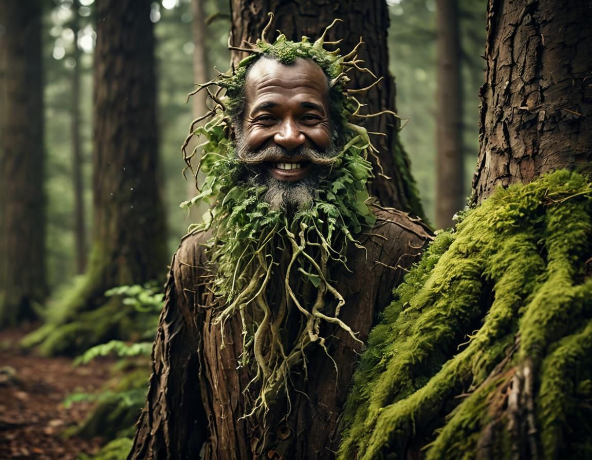 Laughing Bearded Tree Ent in Forest