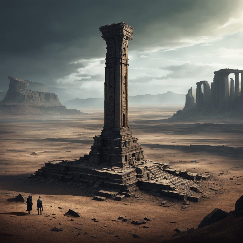 Colossal Ancient Statue in Desolate Landscape