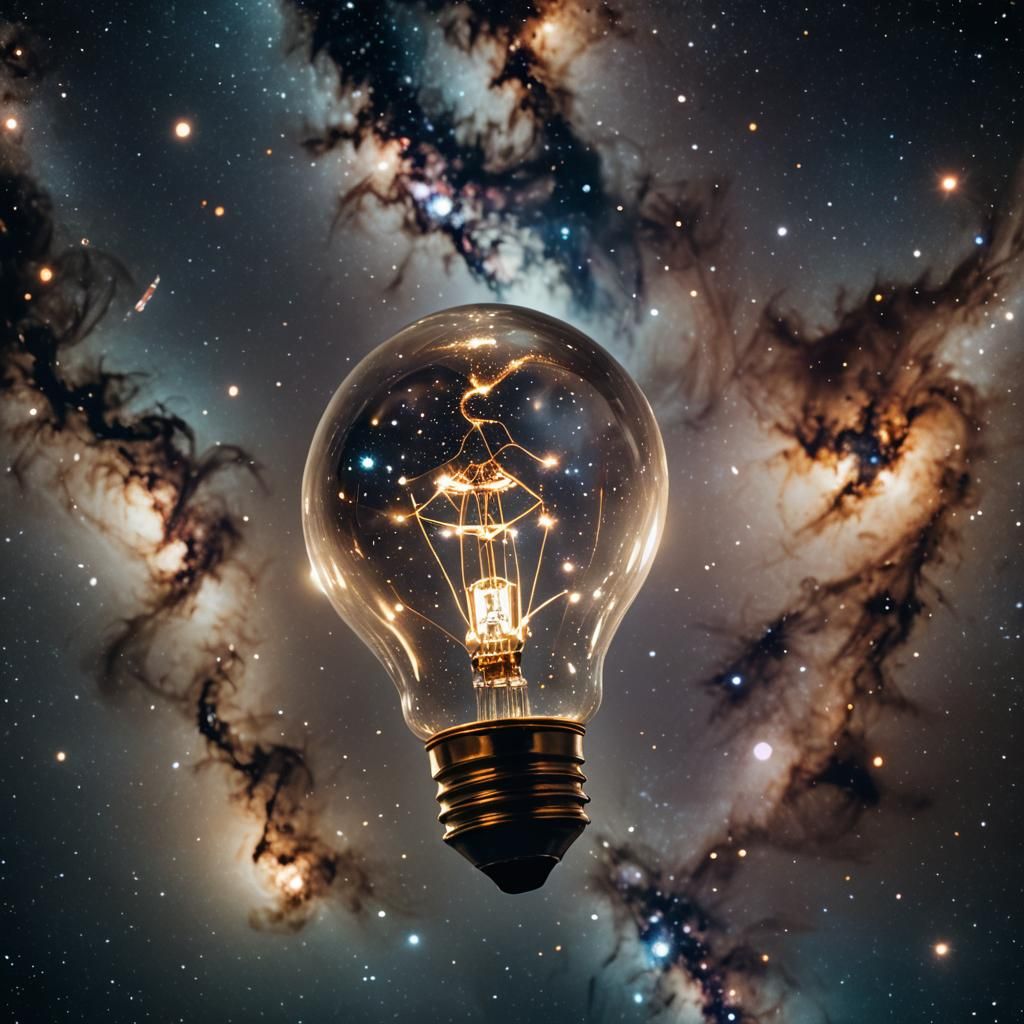 Lightbulb Floating in Space with Cinematic Lighting