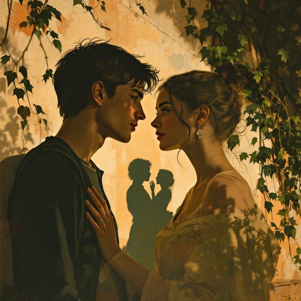 Romantic University Courtyard Scene in Warm Light