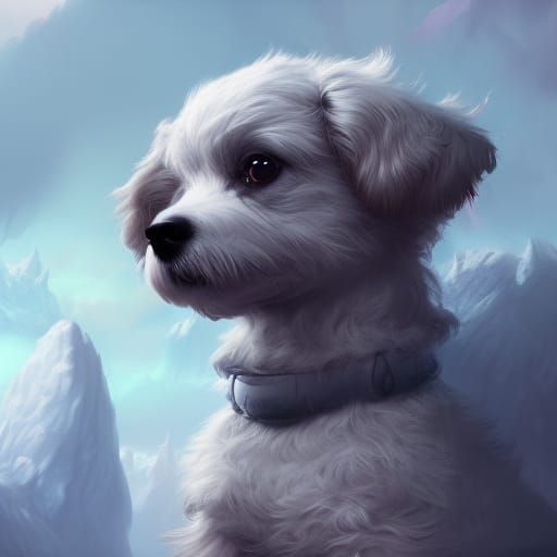 Cute Dog in Detailed Fantasy Concept Art