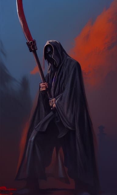 Grim Reaper in Cinnamonpunk Japanese Cemetery Style