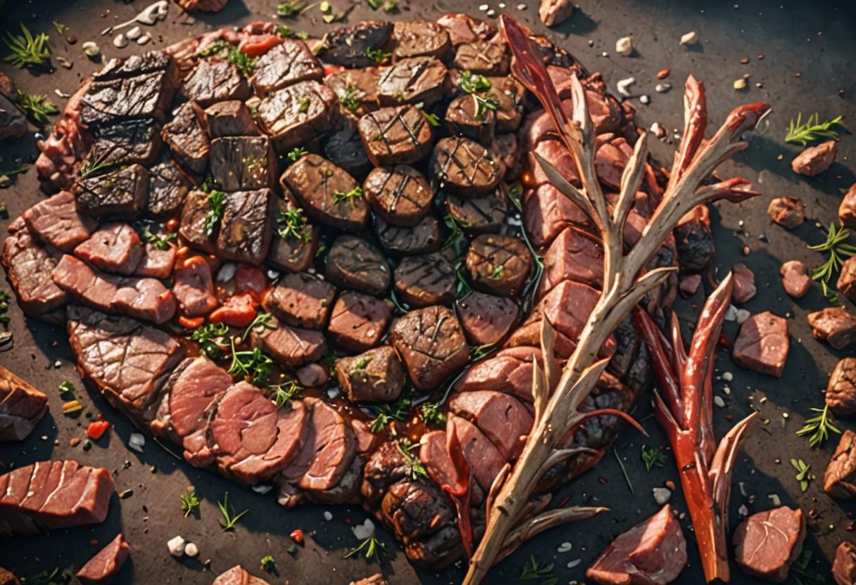 Hyperrealistic Meat in 3D Cinematic Style