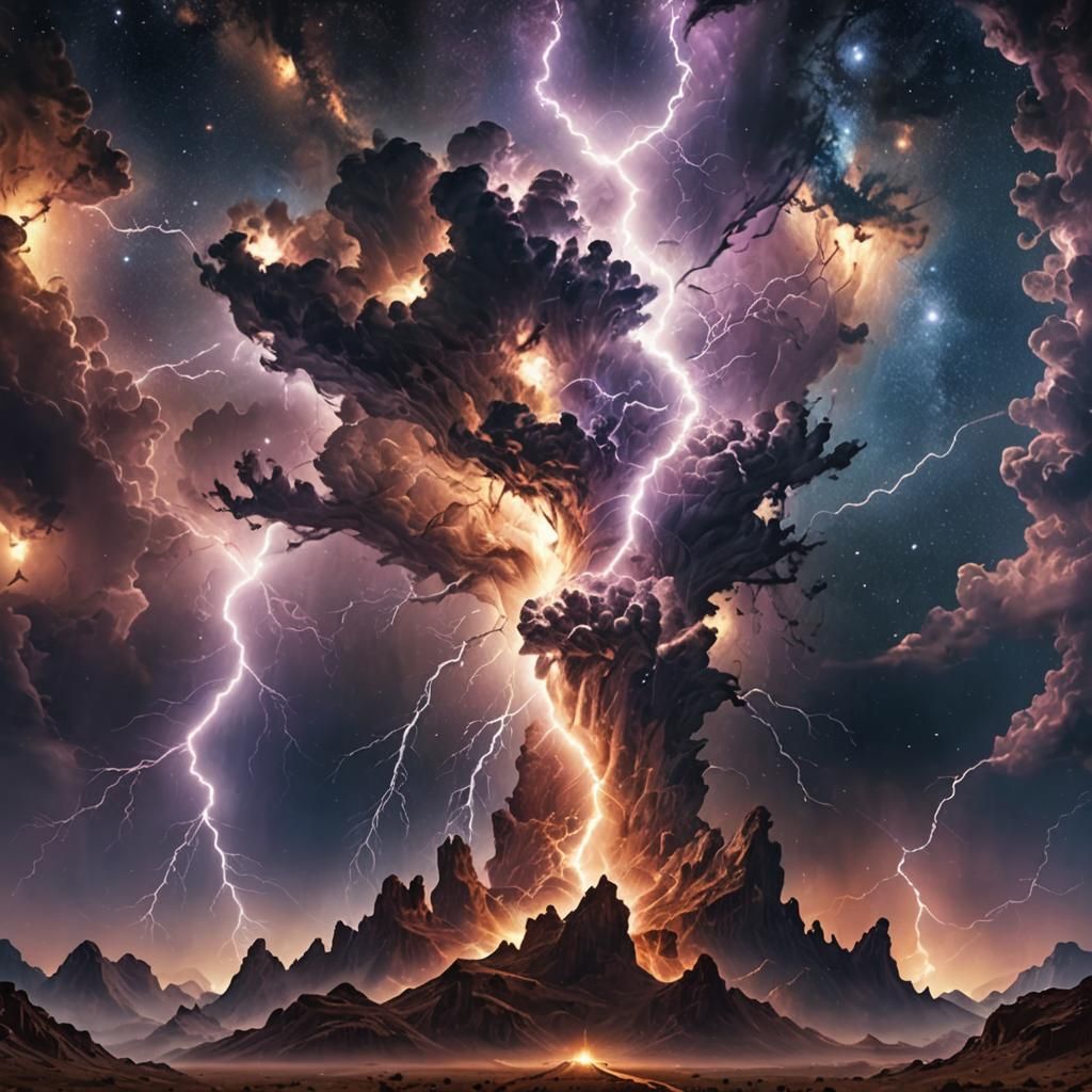 Cosmic Lightning Storm with Astral Spiritual Forces