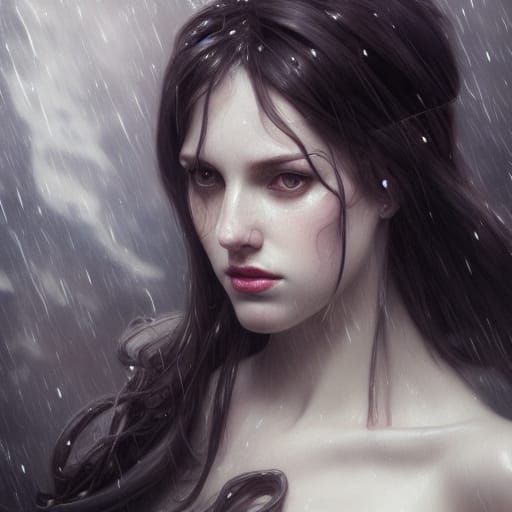 Stormy Queen with Tentacles: Hyperdetailed Digital Portrait