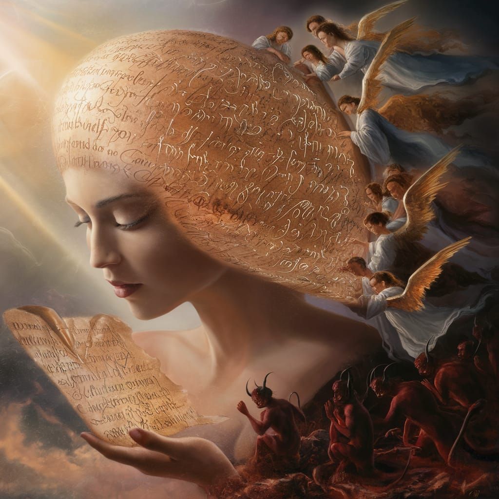 Angels Reading Calligraphy of Woman's Soul