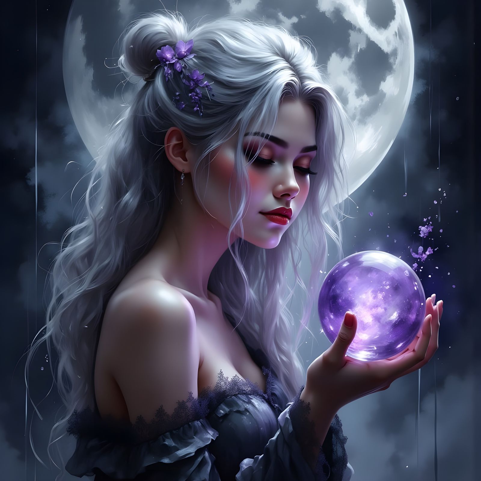 Norse Goddess Gazes Into Glowing Orb