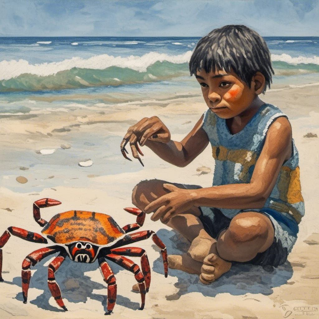 #Bloopers ... <lora:Dubuffet Dolls:1.0> Native American boy ...