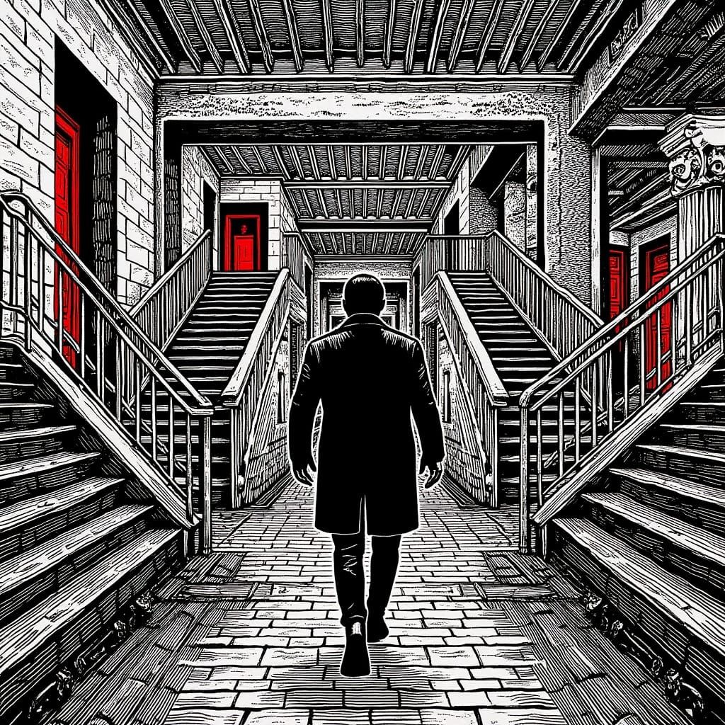 Labyrinthine Maze: Impossible Structures in Black and White