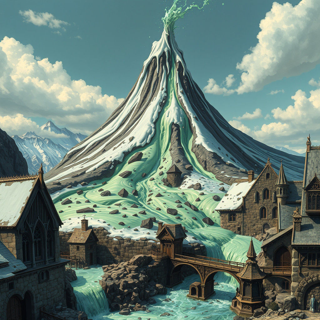 Mint Ice Cream Eruption in Ashley Wood Style