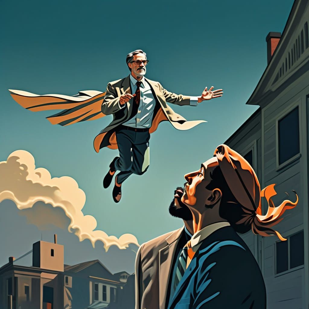 Pastor and Woman in Pendleton Ward Cartoon Style