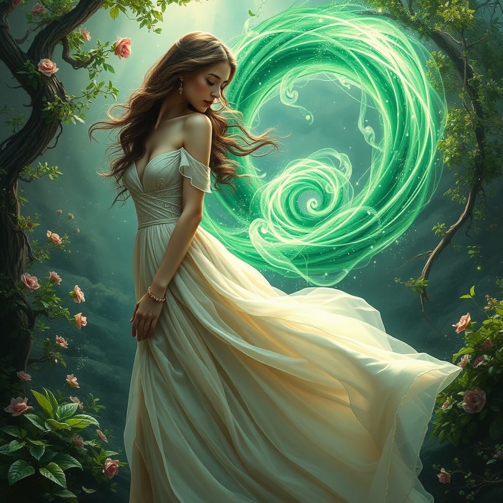 Mystical Woman Transforms World with Emerald Energy