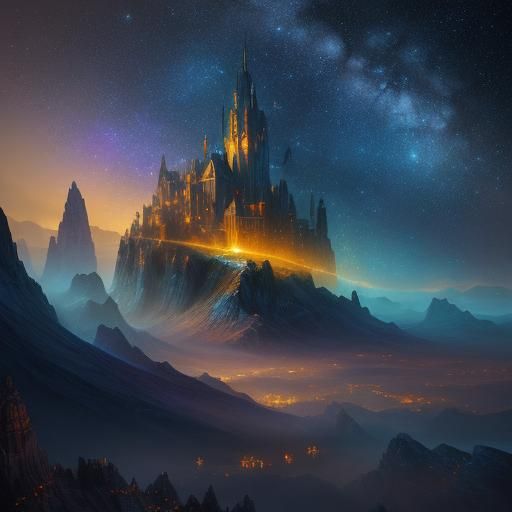 Celestial Sky with Shining Stars: Fantasy Art