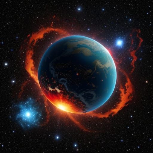 Exploding Star System with Blue Hypergiants in Deep Space