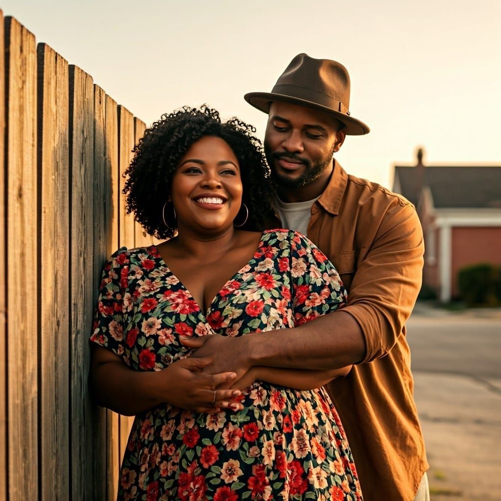 Affectionate Couple in Urban Setting with Film Aesthetic