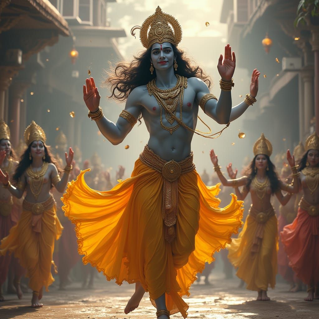 Lord Vishnu as Mohini Dances to Enchant Bhasmasur in Elegant...