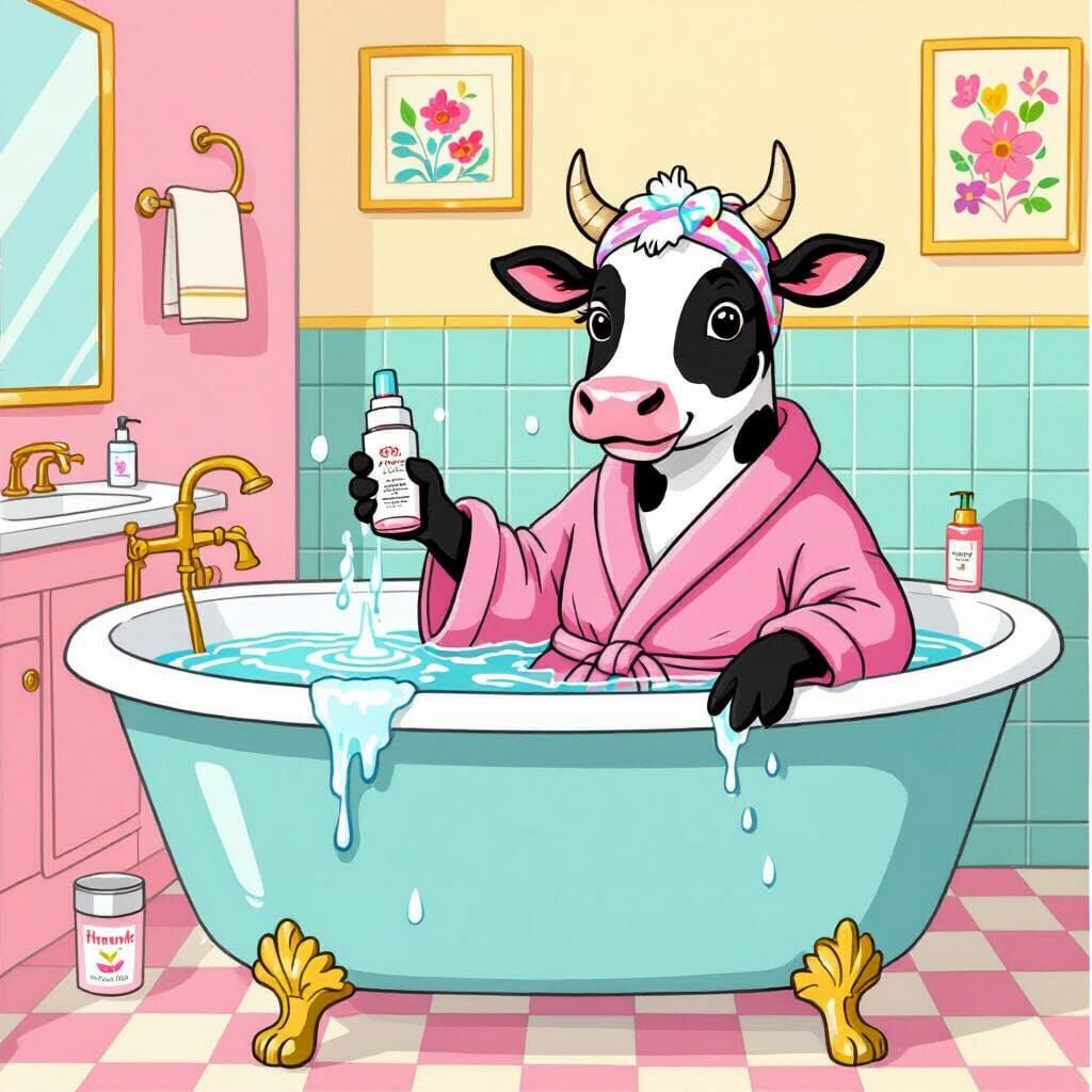 Cow's Get Ready With Me in Pastel Bathroom