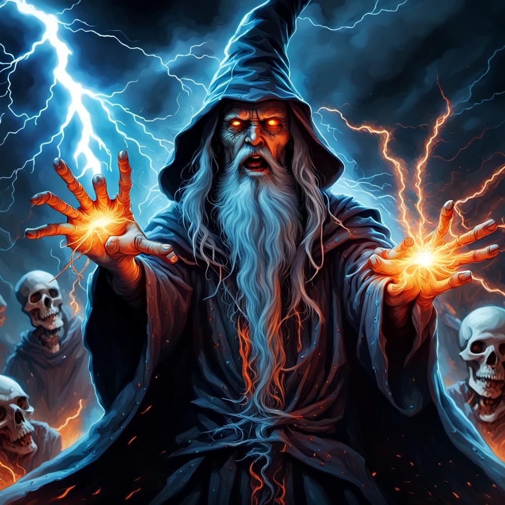 Wizard's Lightning: Dark Fantasy Heavy Metal Art