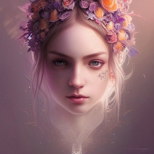 Beautiful Deer with Violet Eyes in Hyper-Detailed Fantasy