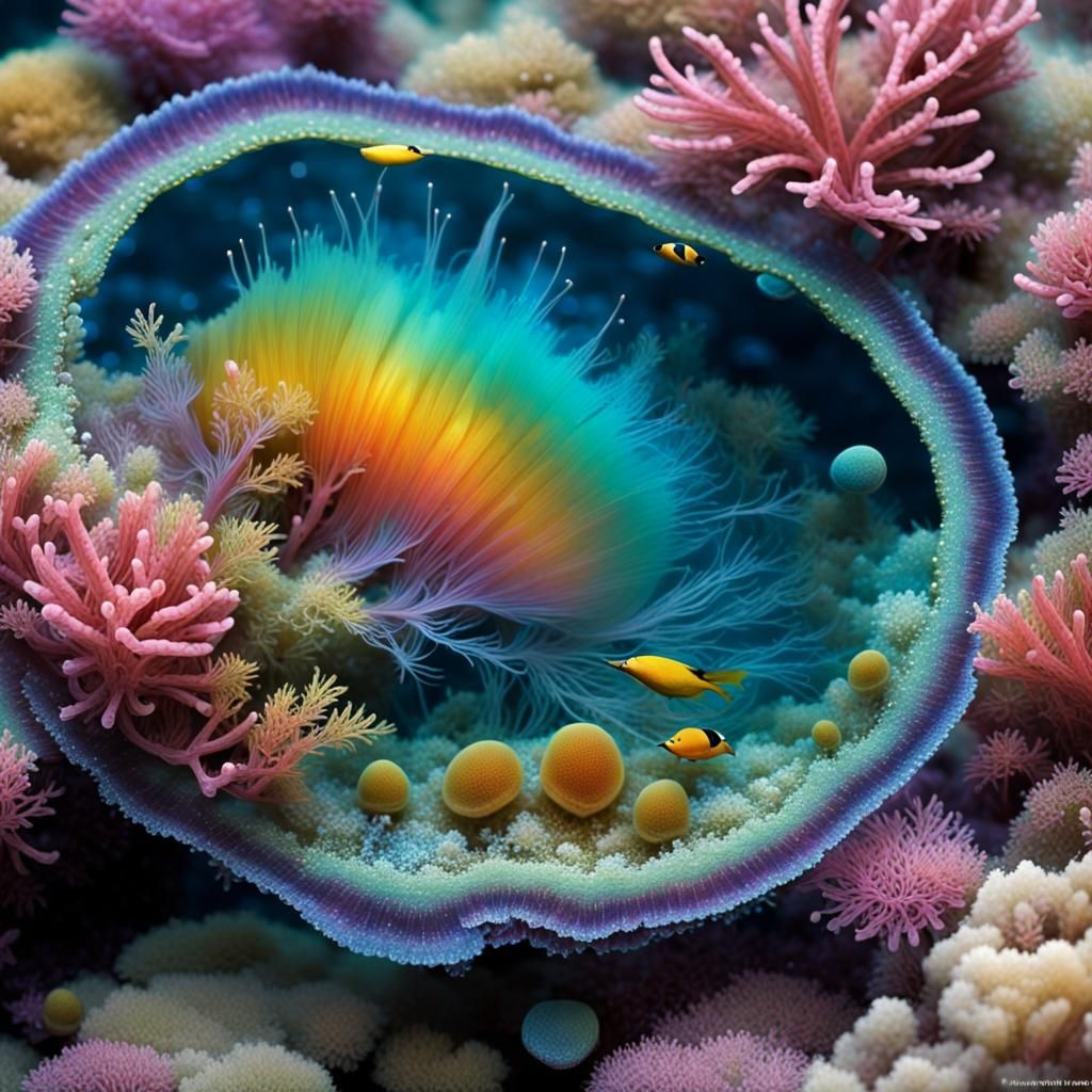 Microscopic Ameba Jewel in a Vibrant World