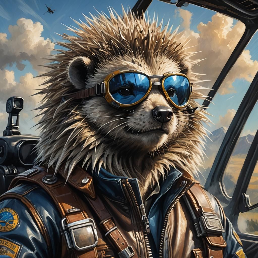 Porcupine Pilot in Helicopter: Detailed Concept Art