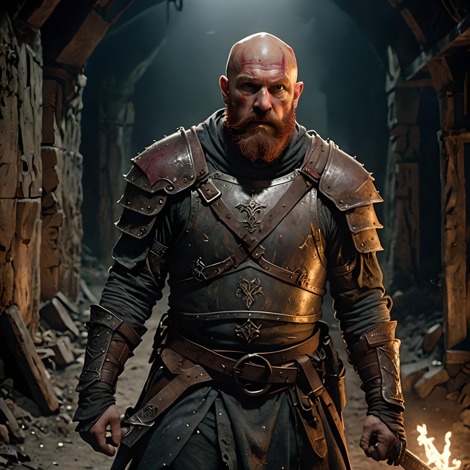 Terrified D&D Warrior in Abandoned Mine