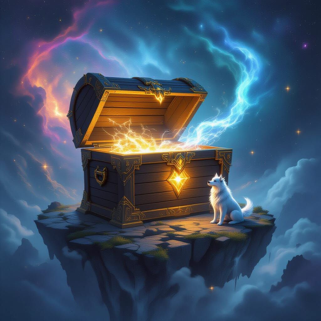 Cosmic Treasure Chest Guarded by Star Dog