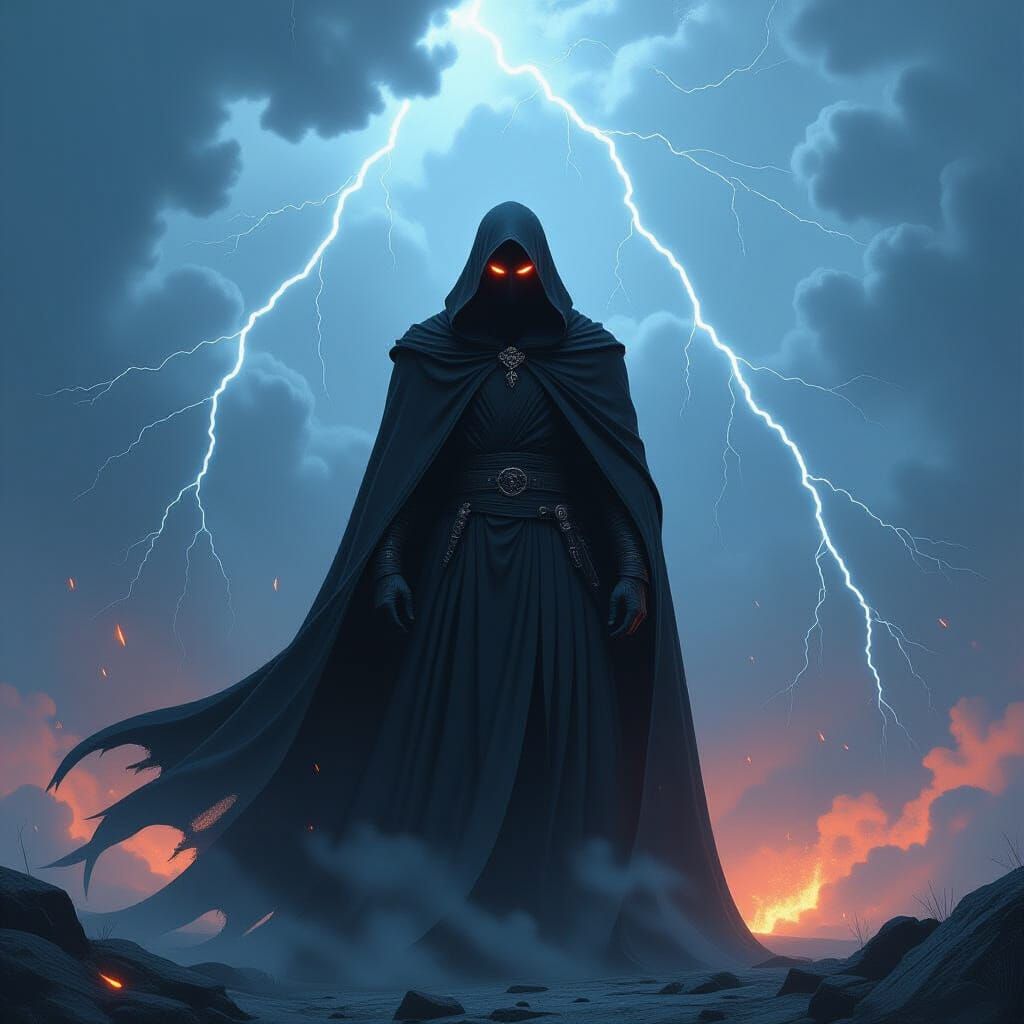 Villain Controls Storm in Dark Fantasy Art