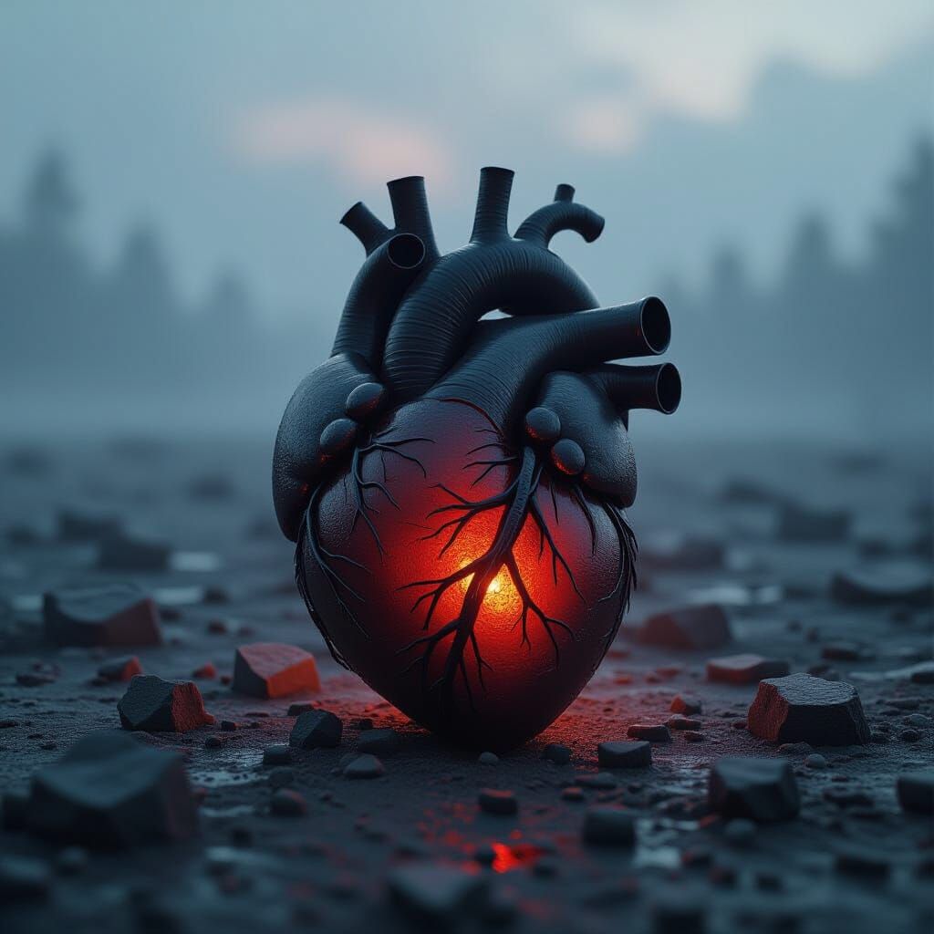 Shattered Heart in Cinematic 3D Render