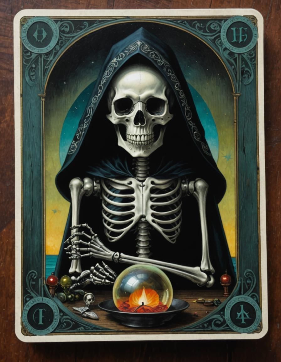 Death Tarot Card and Black Cape, Divination Scene