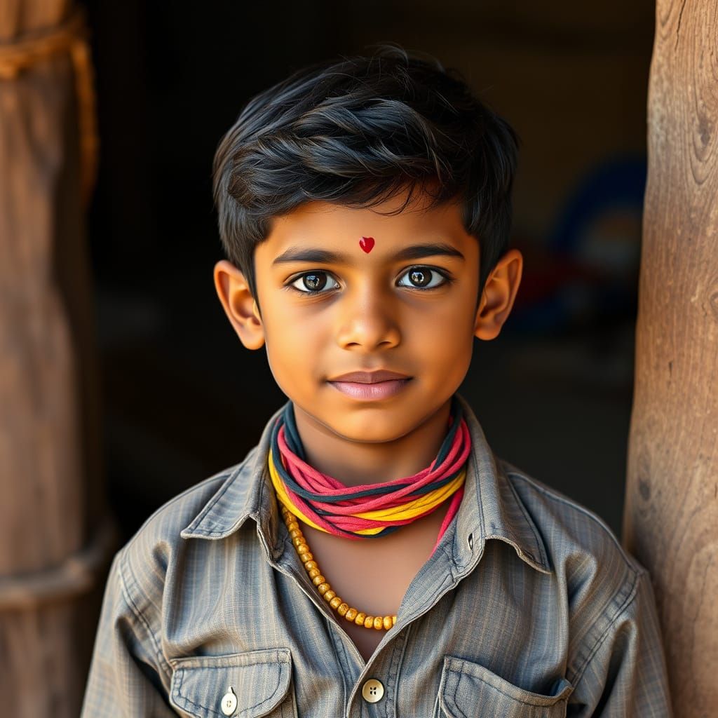 Young Andhra Boy in Western Clothing