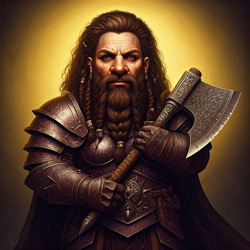 Sturdy Dwarf Fighter with Mystical Axe