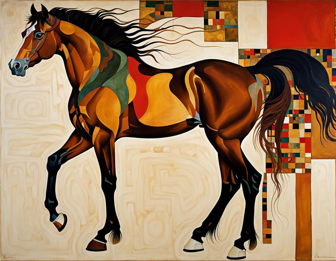 Abstract Quarter Horse Inspired by Klimt and Schiele