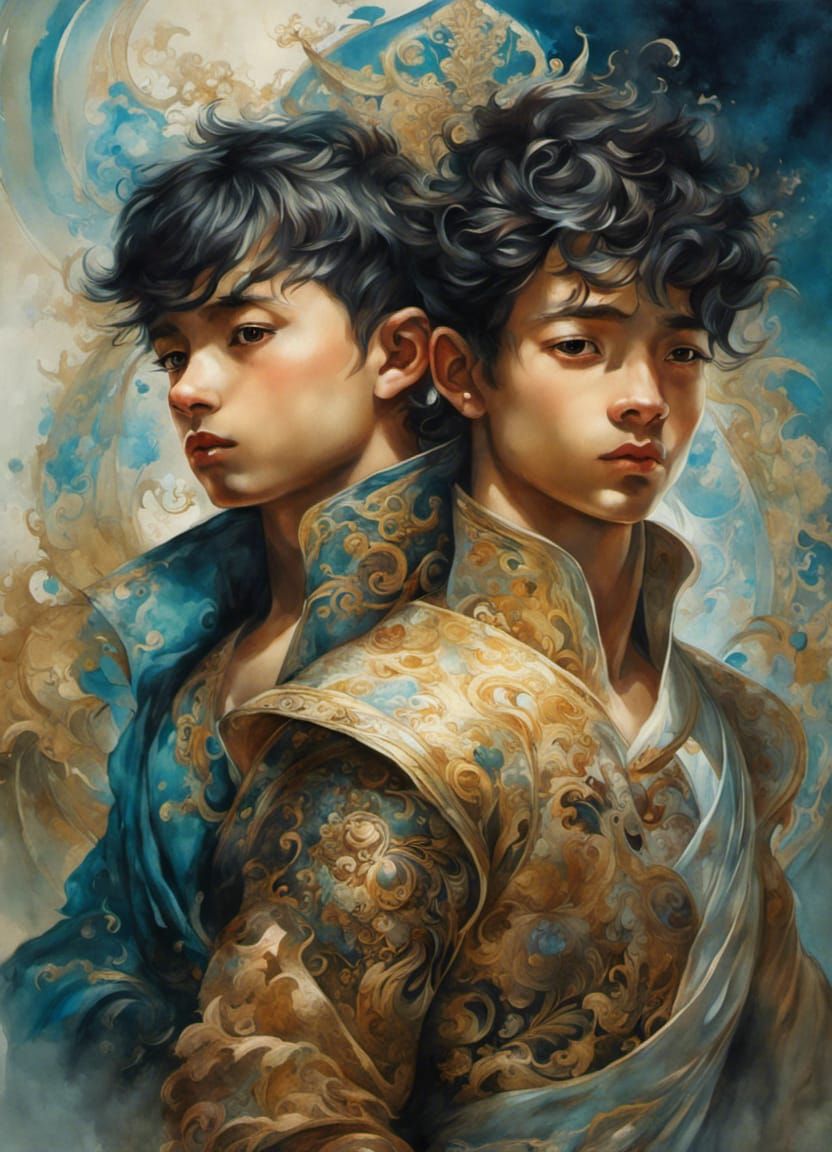 Boxers' Portrait in Rococo Symbolist Style