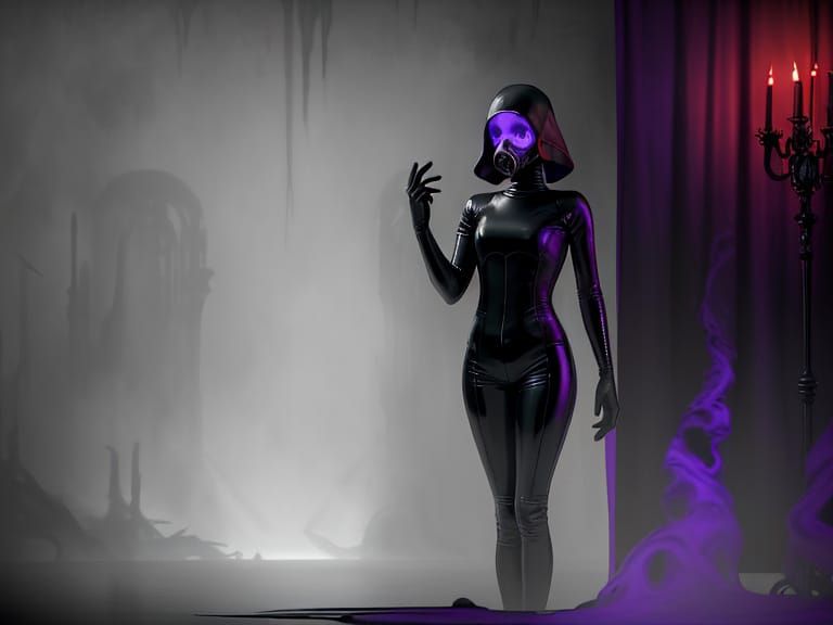 Latex Goddess in Gothic Spa Sanctuary