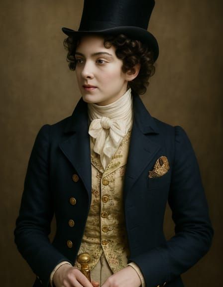 Regency Woman in Ballroom: Oil Painting Portrait