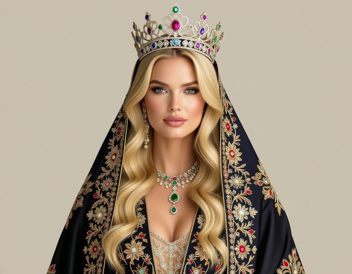 Majestic Royal in Opulent Abaya: Cinematic Fashion