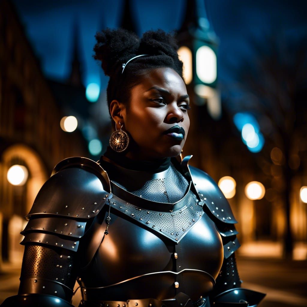 Medieval Armor Portrait in Gothic City