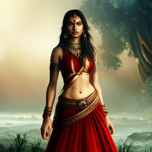 Beautiful Indian Girl in Detailed Matte Painting