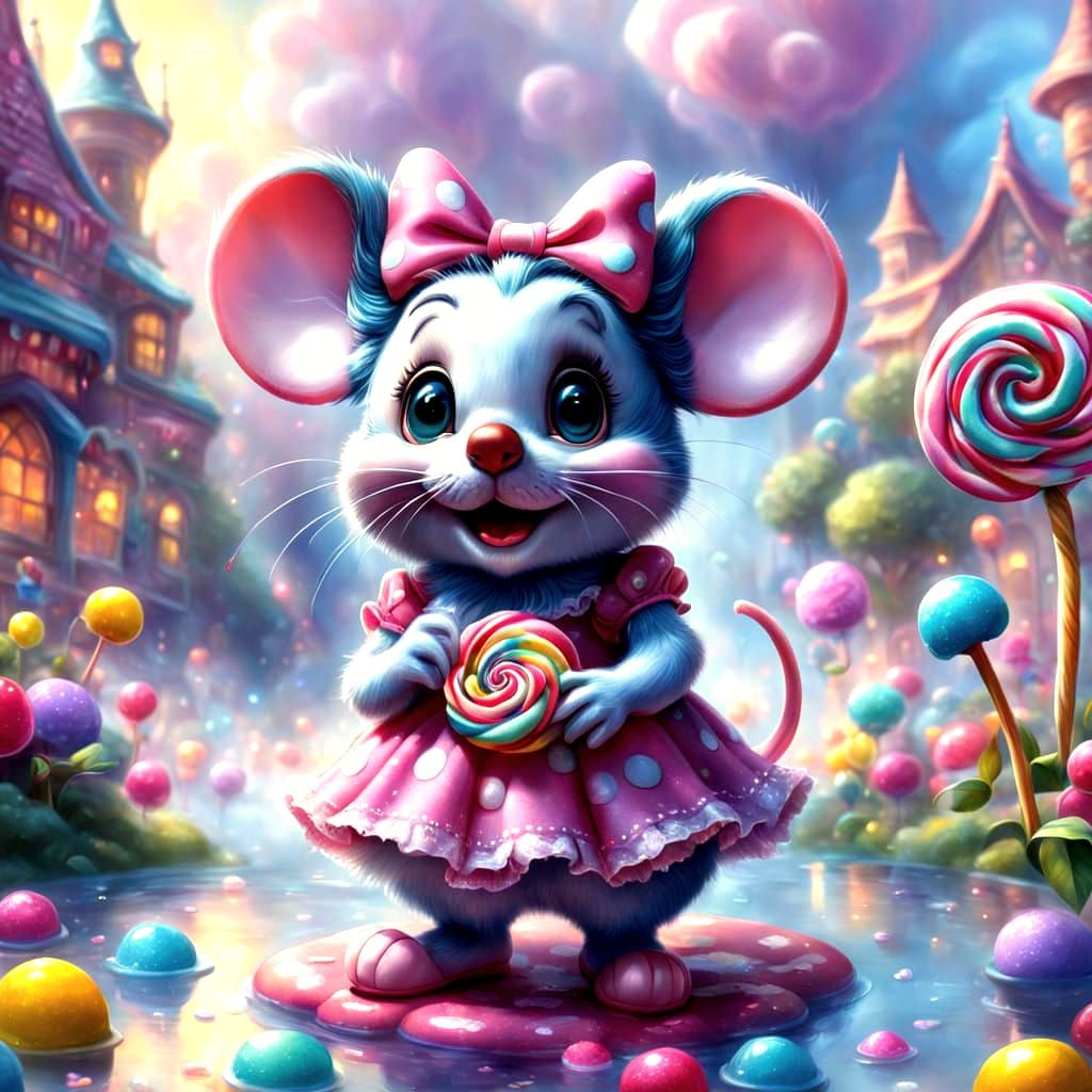 Whimsical Candy Wonderland in the Style of Thomas Kinkade